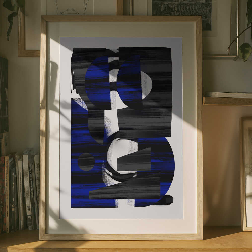 Markante blaue abstrakte Formen Poster