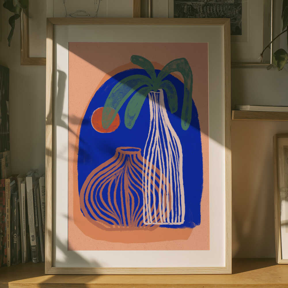 Blue Oasis Vases Poster