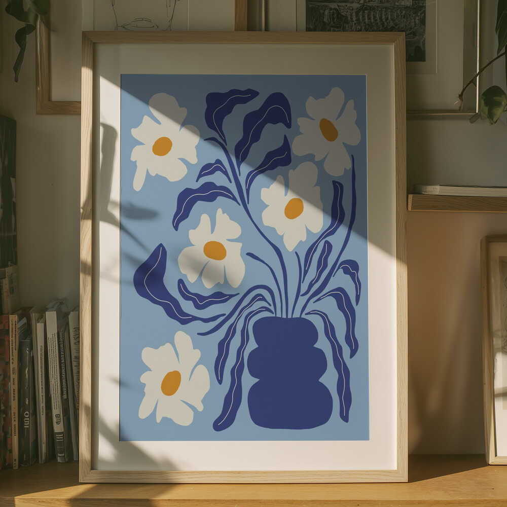 Blaues Blumenvasen-Poster