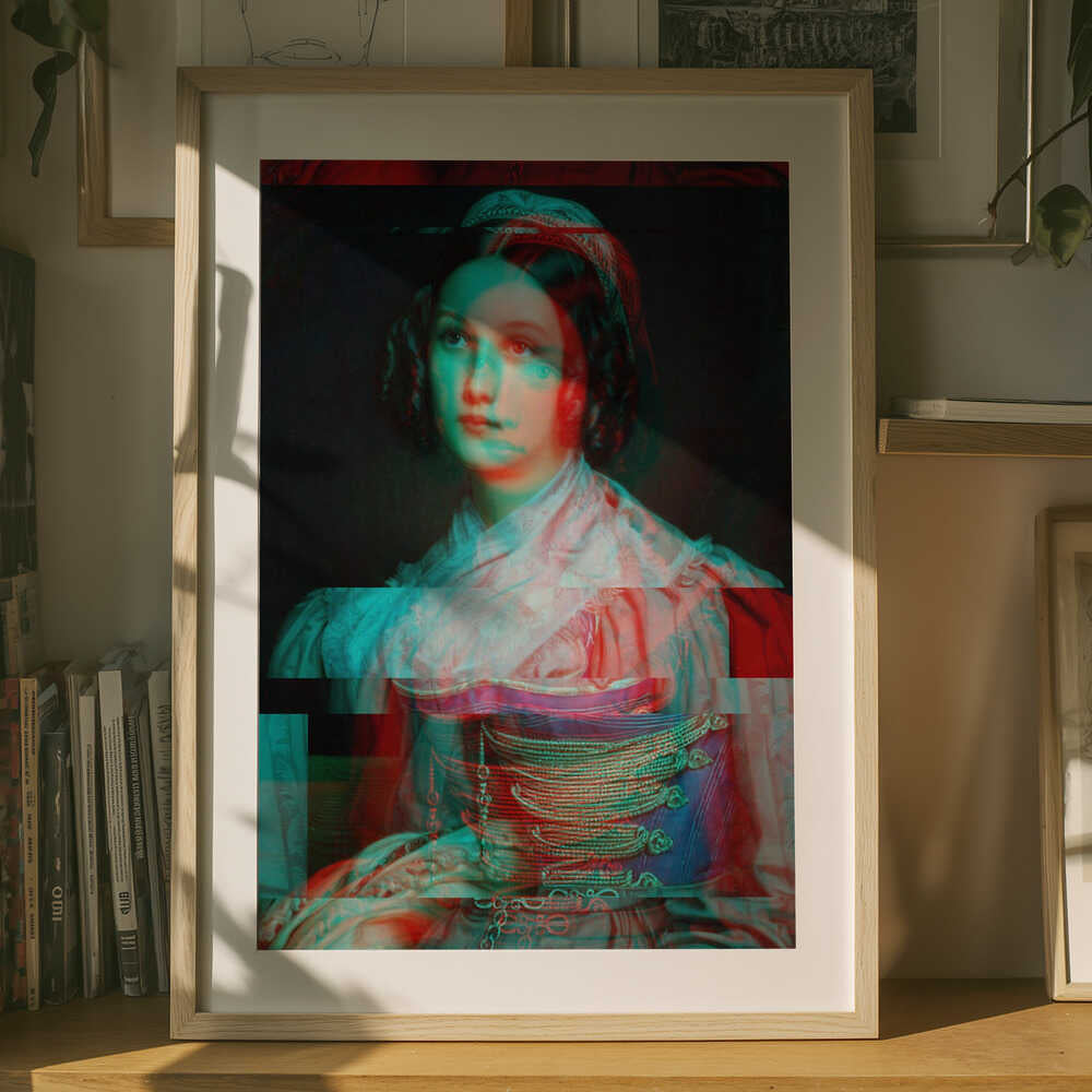 Porträt einer Frau mit Glitch-Effekt – Poster
