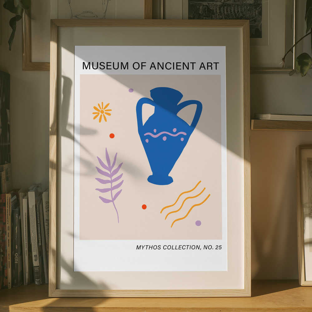 Poster mit antikem blauen Amphorenmotiv