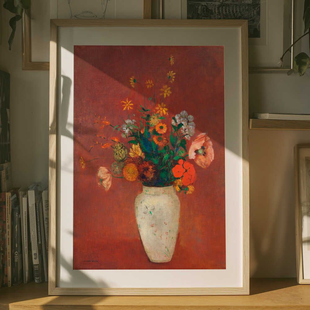 Blumenstrauß in einer chinesischen Vase Poster