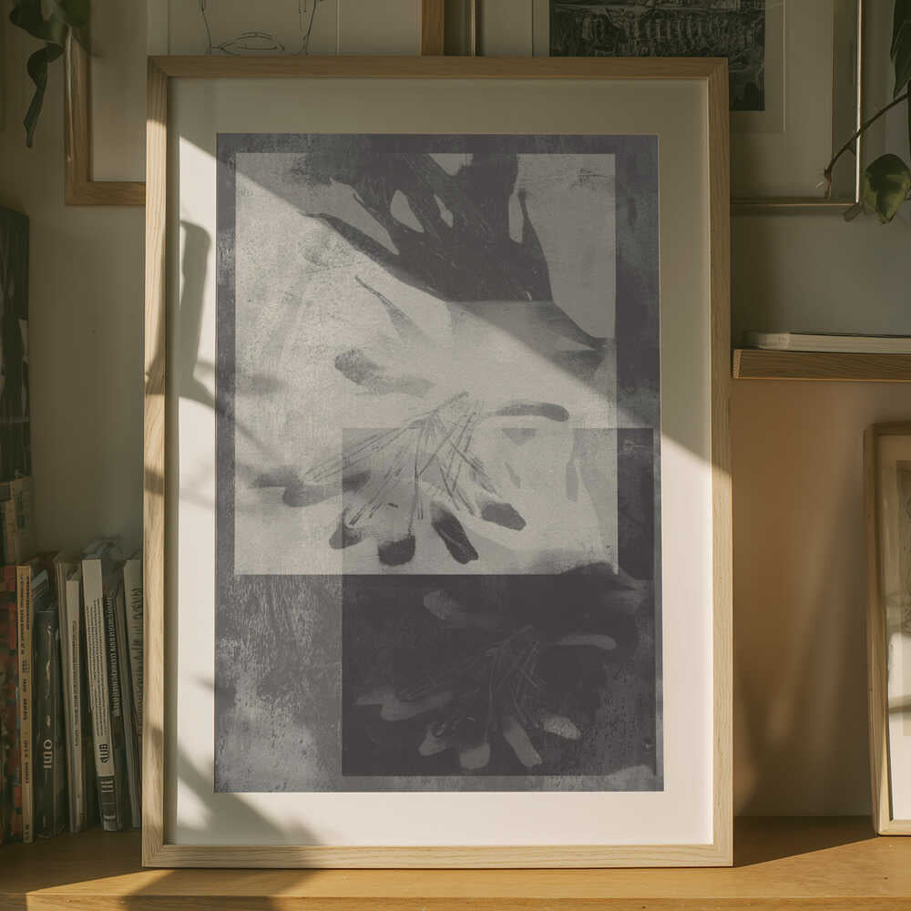 Abstract Grey Botanicals Poster