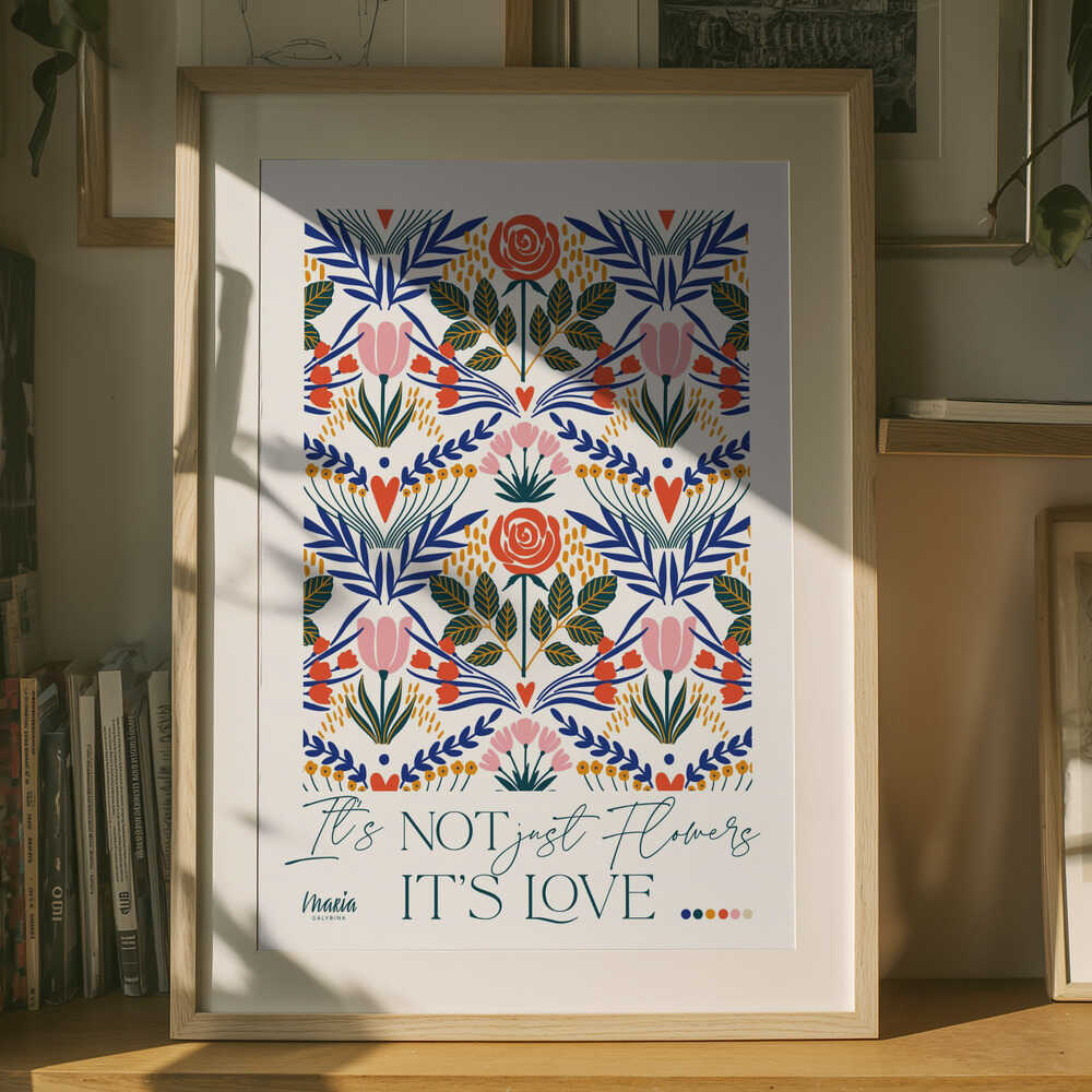 Farbenfrohes botanisches Love-Poster