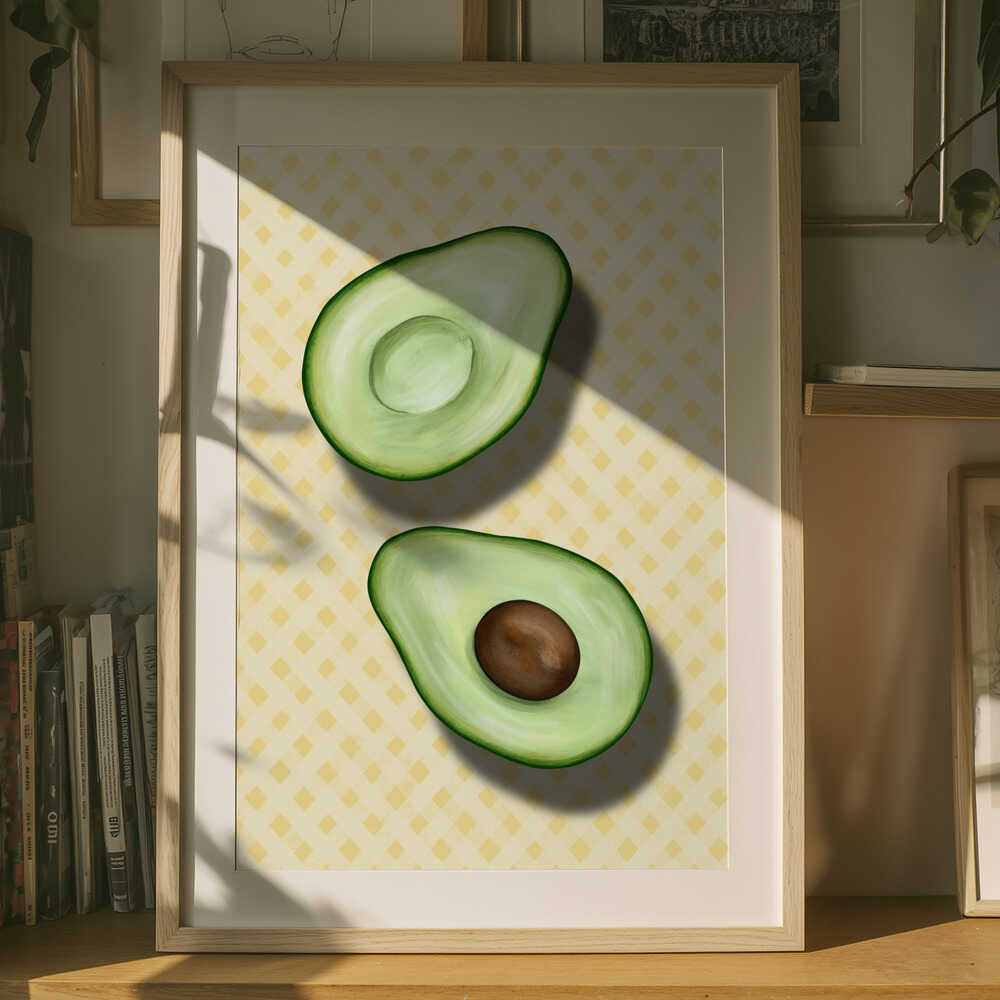 Poster mit frischen Avocadohälften
