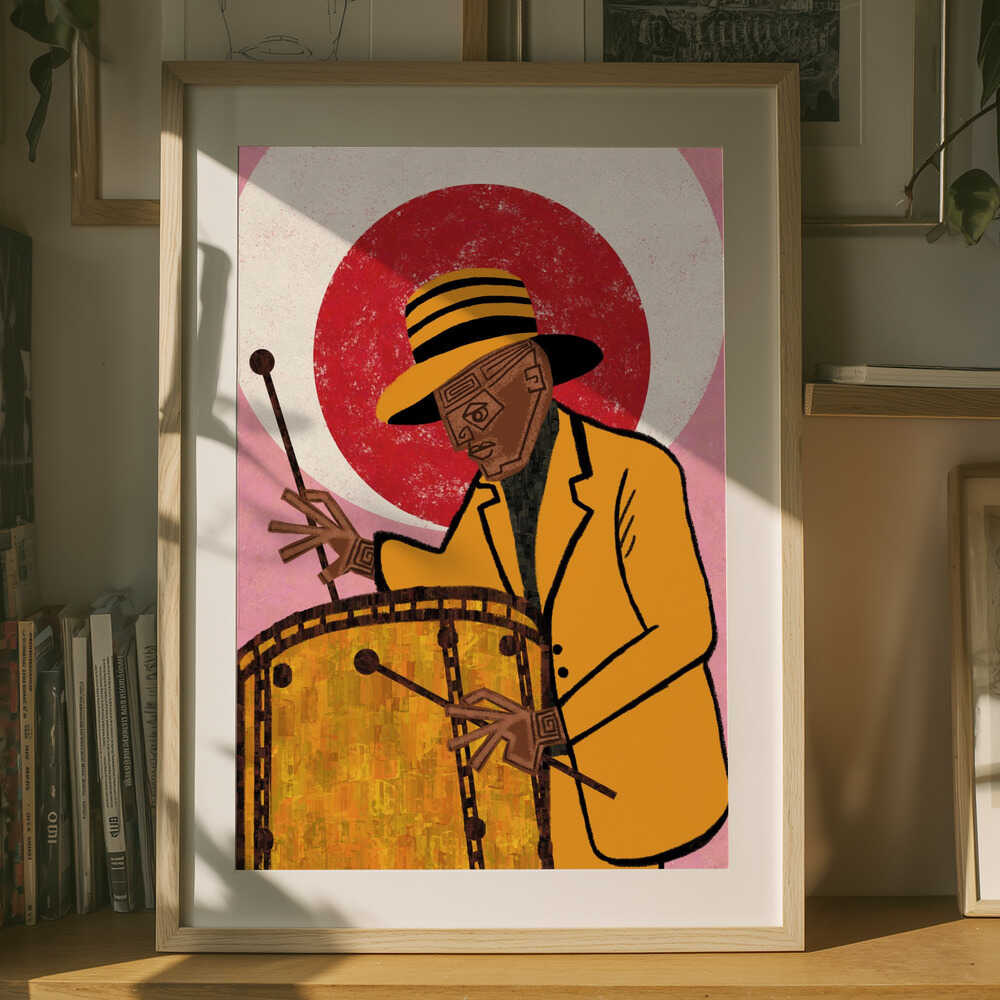 Stylized Jazz Drummer Poster