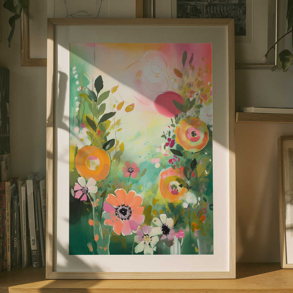 Vibrant Abstract Flowers Poster