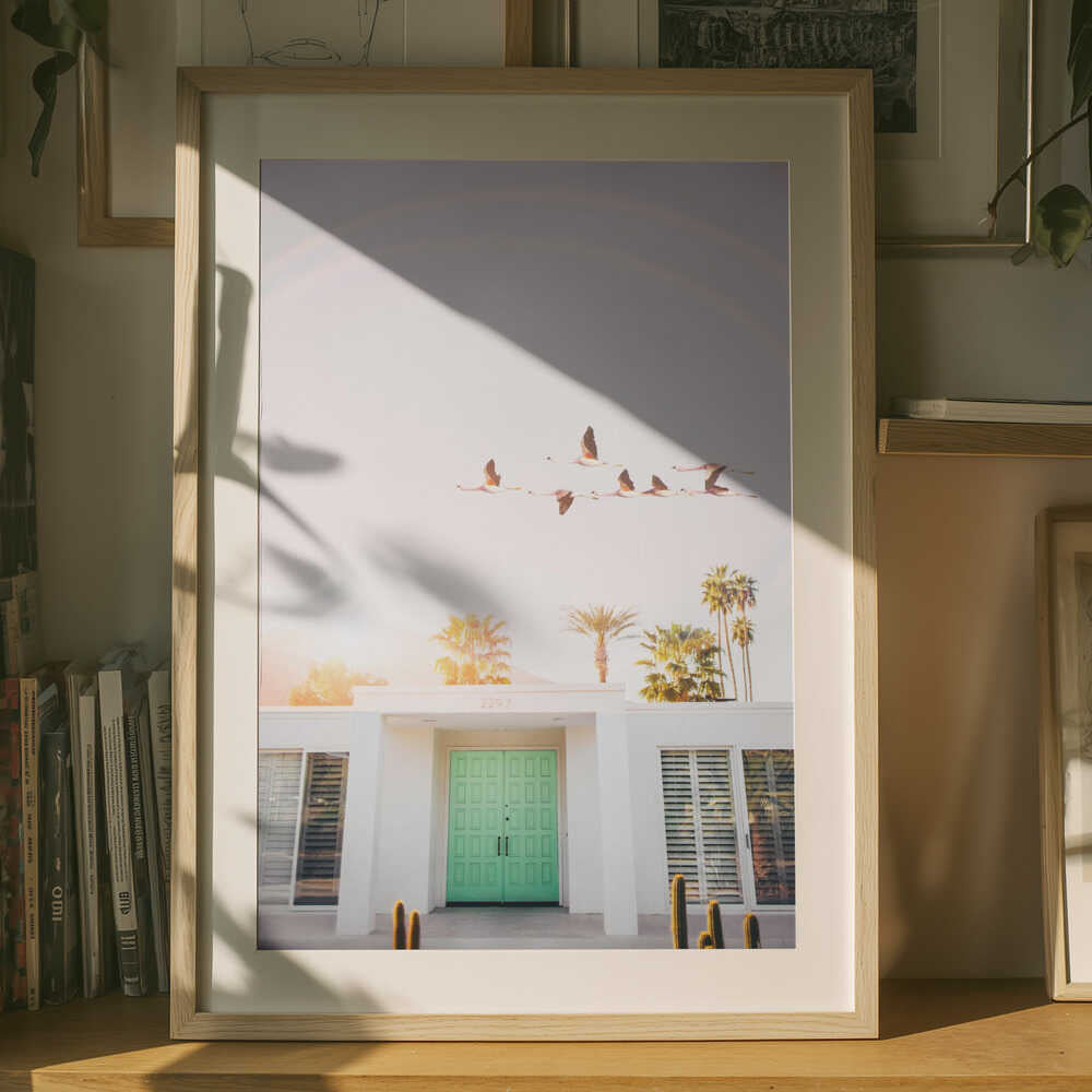 Flamingos In Palm Springs Poster