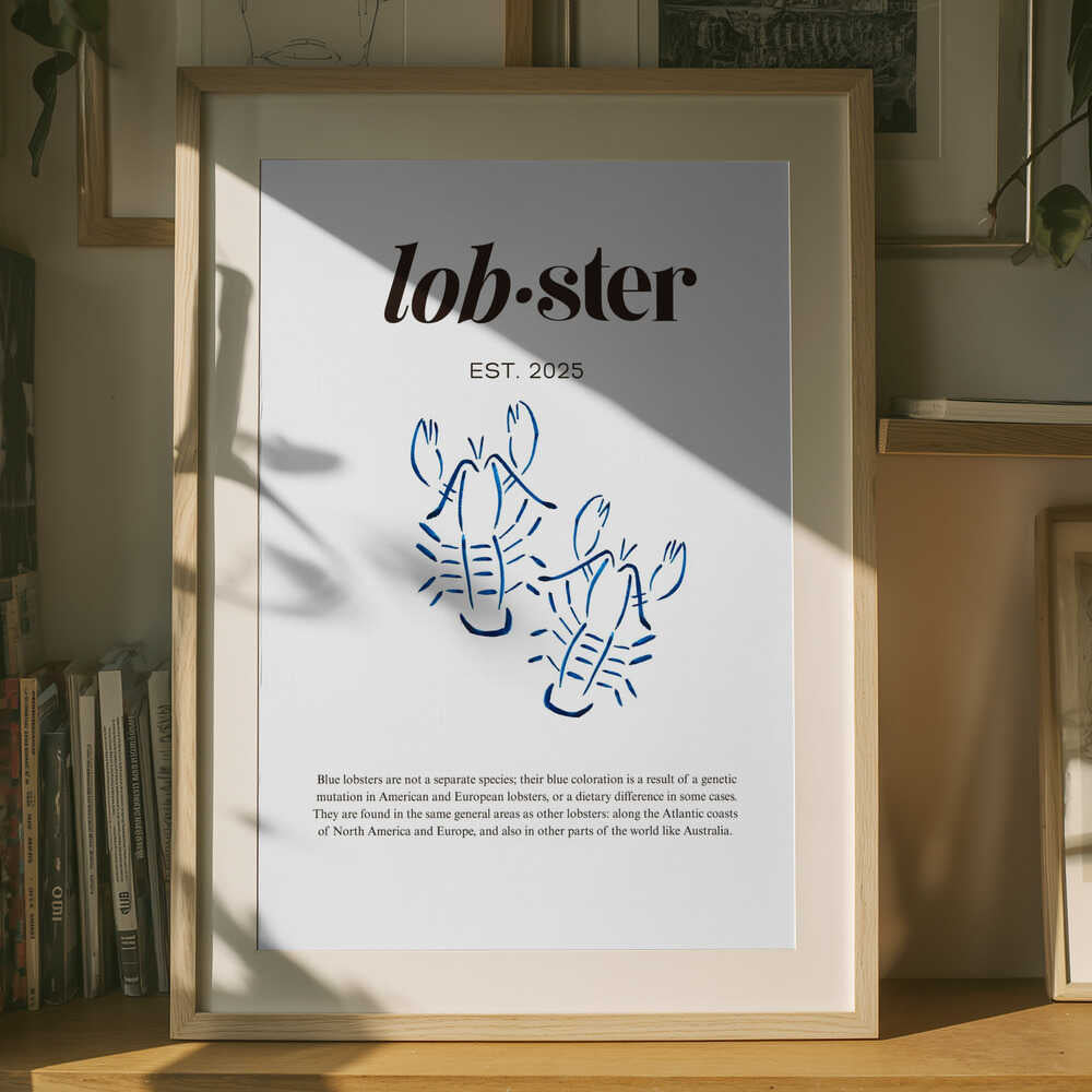 Elegant Blue Lobsters Poster