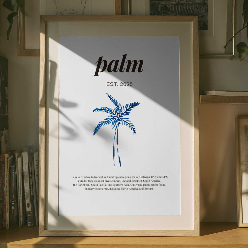 Blue Watercolor Palm Text Poster