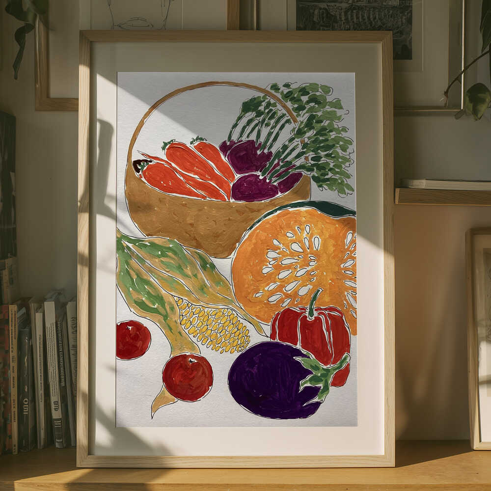 Poster mit farbenfroher Gemüseernte