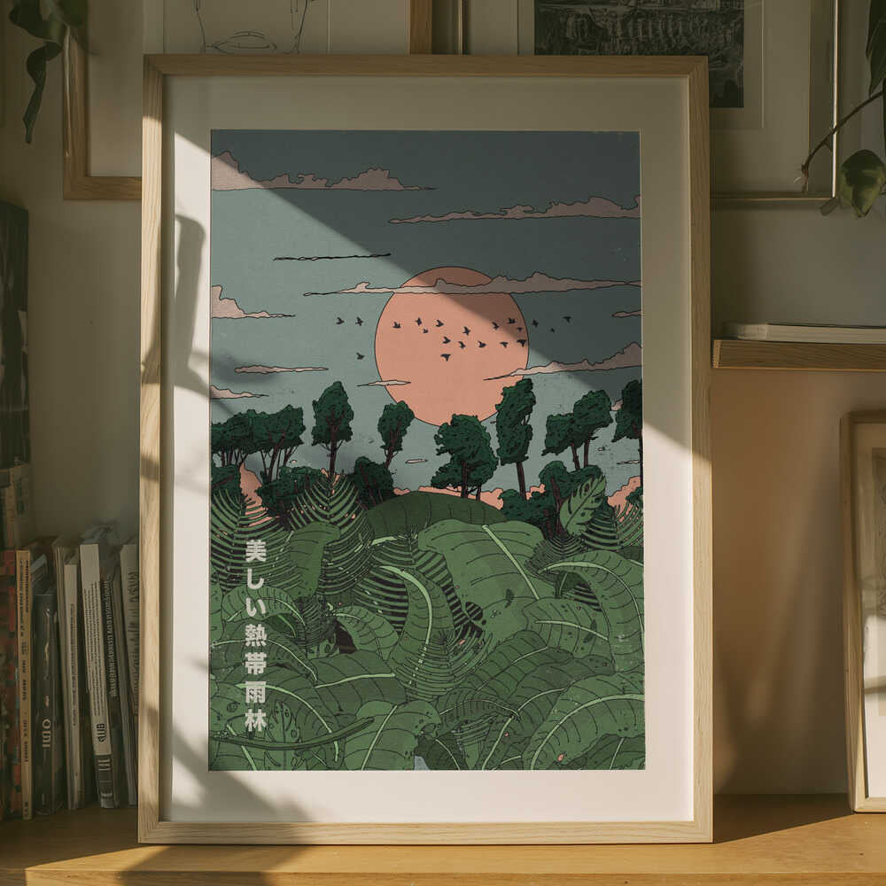 Japanese Tropical Sunset Poster