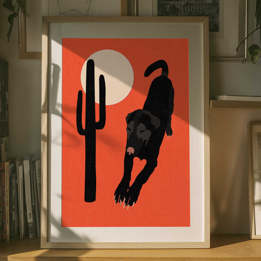 Black Desert Dog Poster