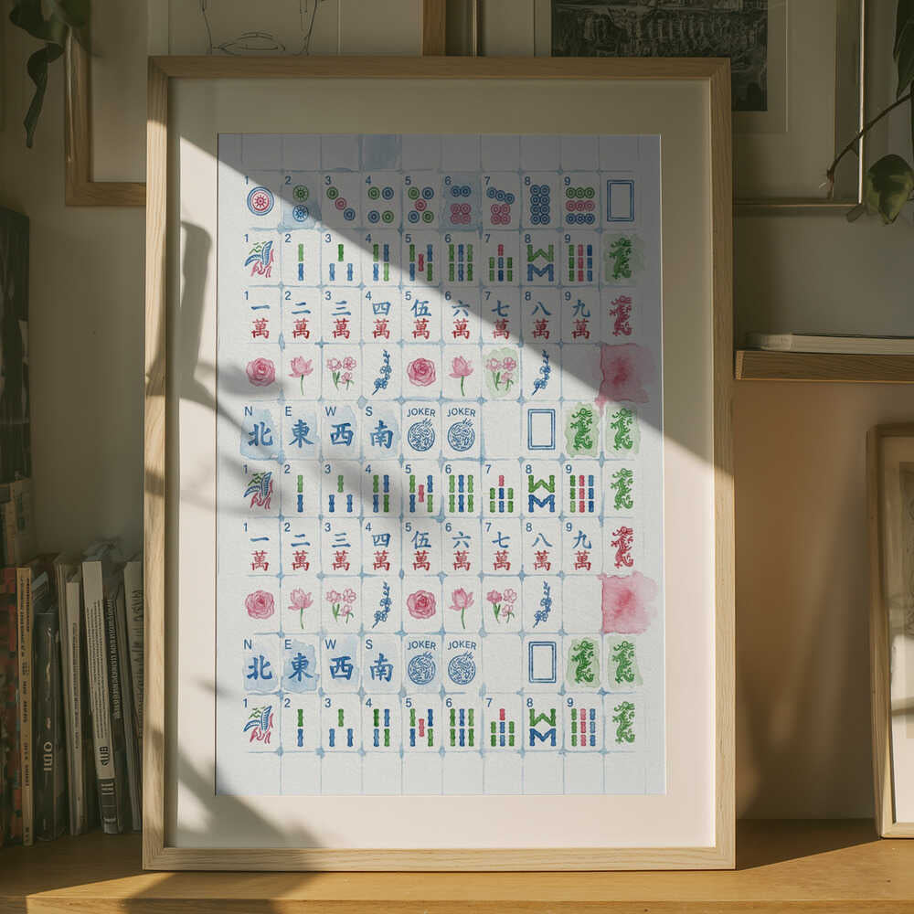 Poster „Mahjong-Steine in Aquarell“