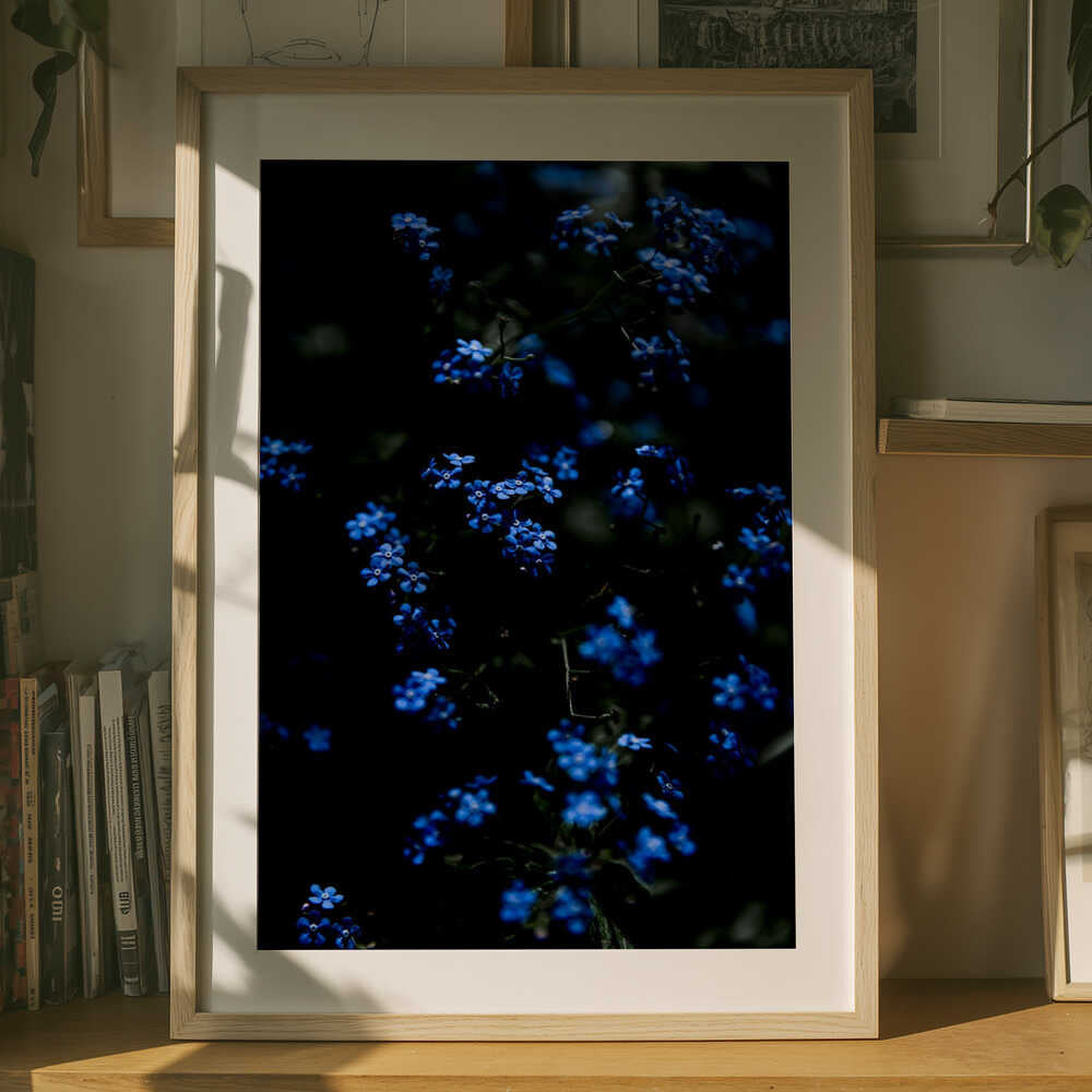 Midnight Blue Flowers Poster