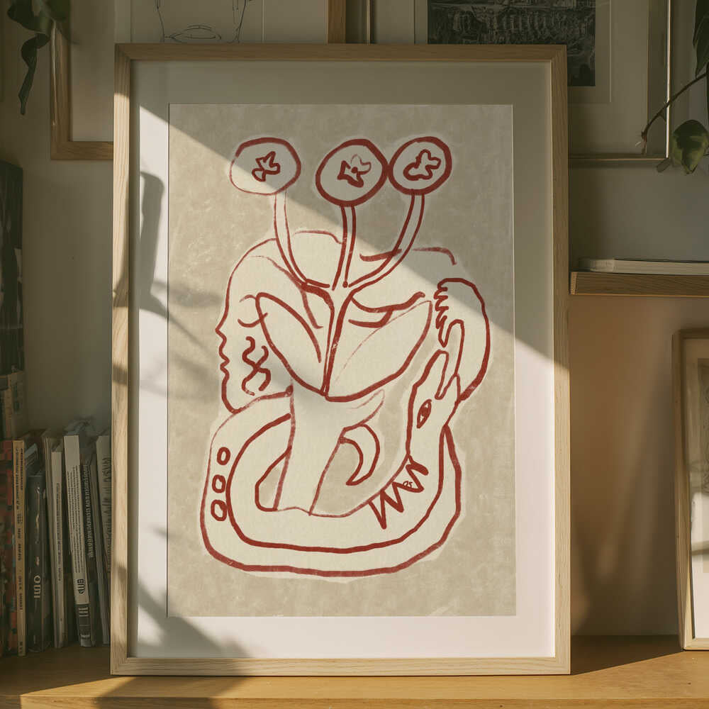 Serene Woman and Snake Poster