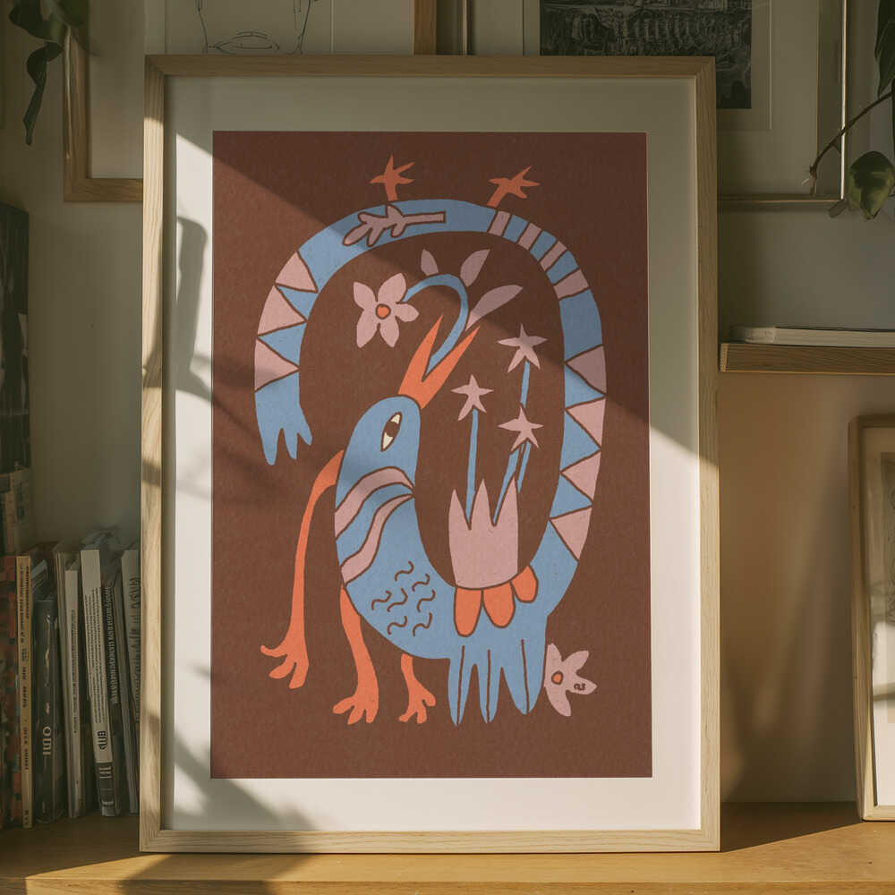Whimsical Folk Bird Poster