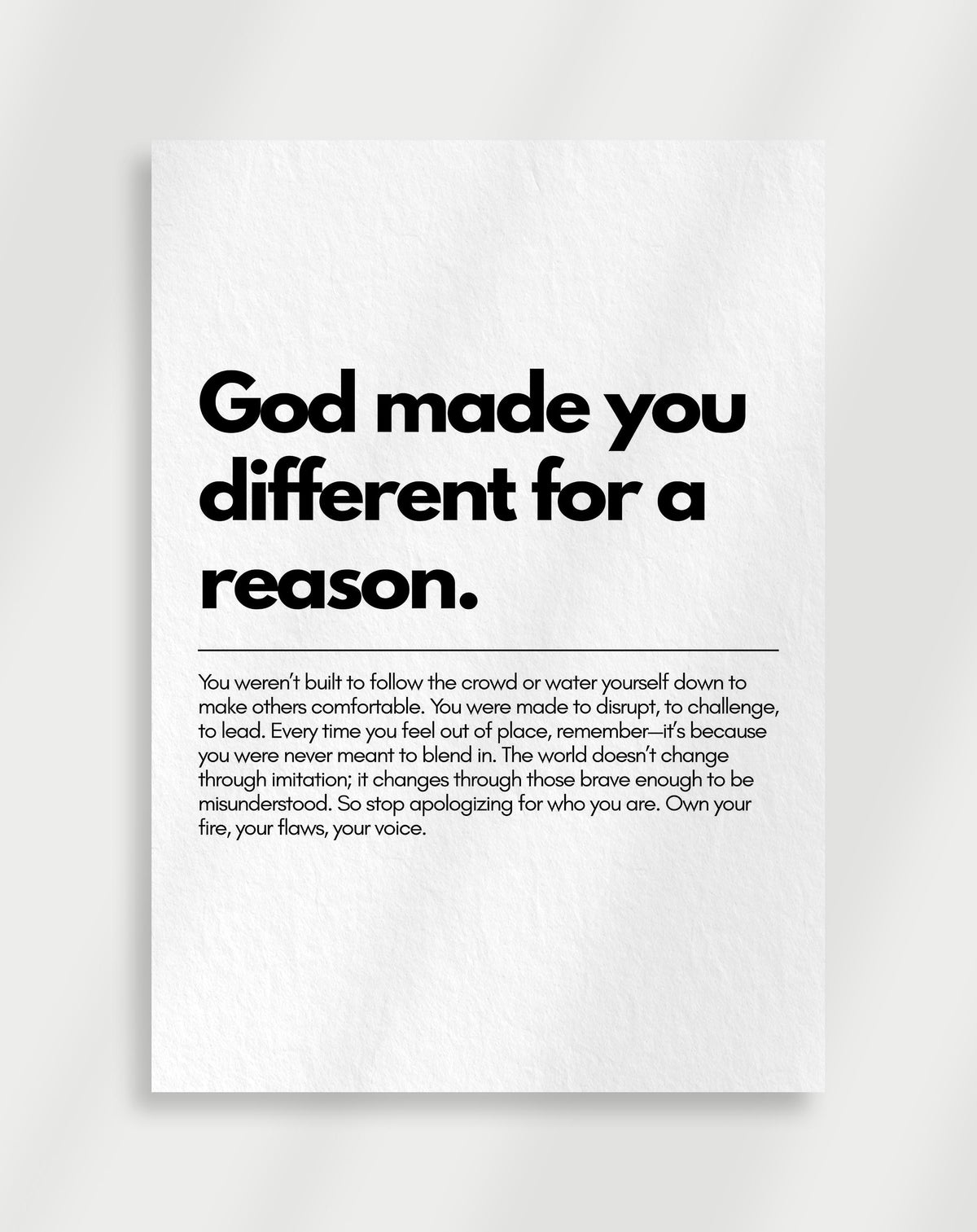 God made you different poster with the text God made you different for a reason