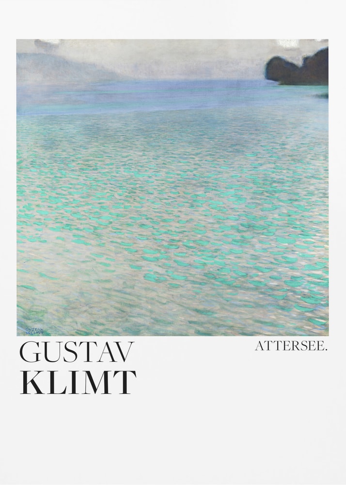 Gustav Klimt Attersee wall art with turquoise lake water, 1900