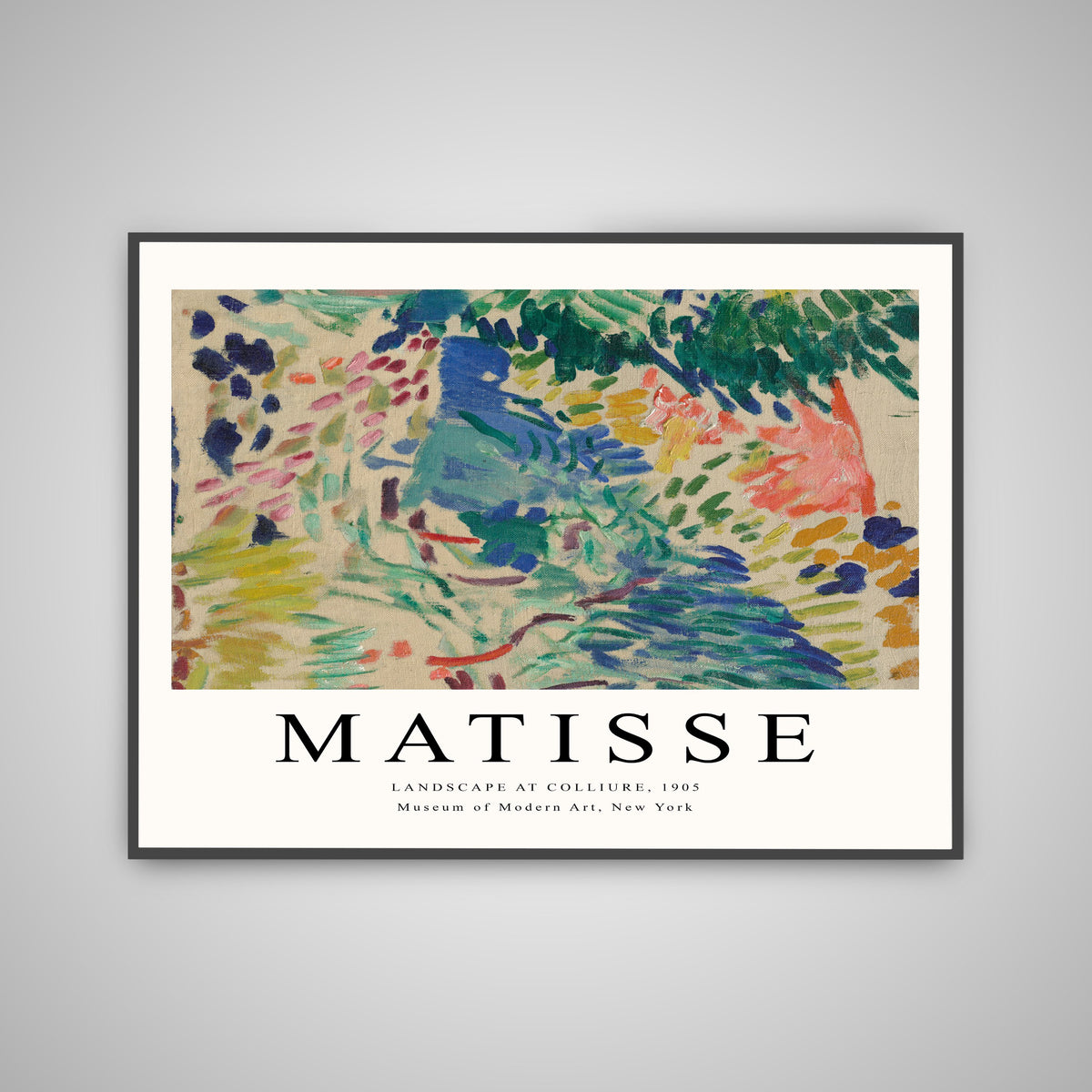 Colorful Matisse landscape art poster with abstract brushstrokes and modern frame
