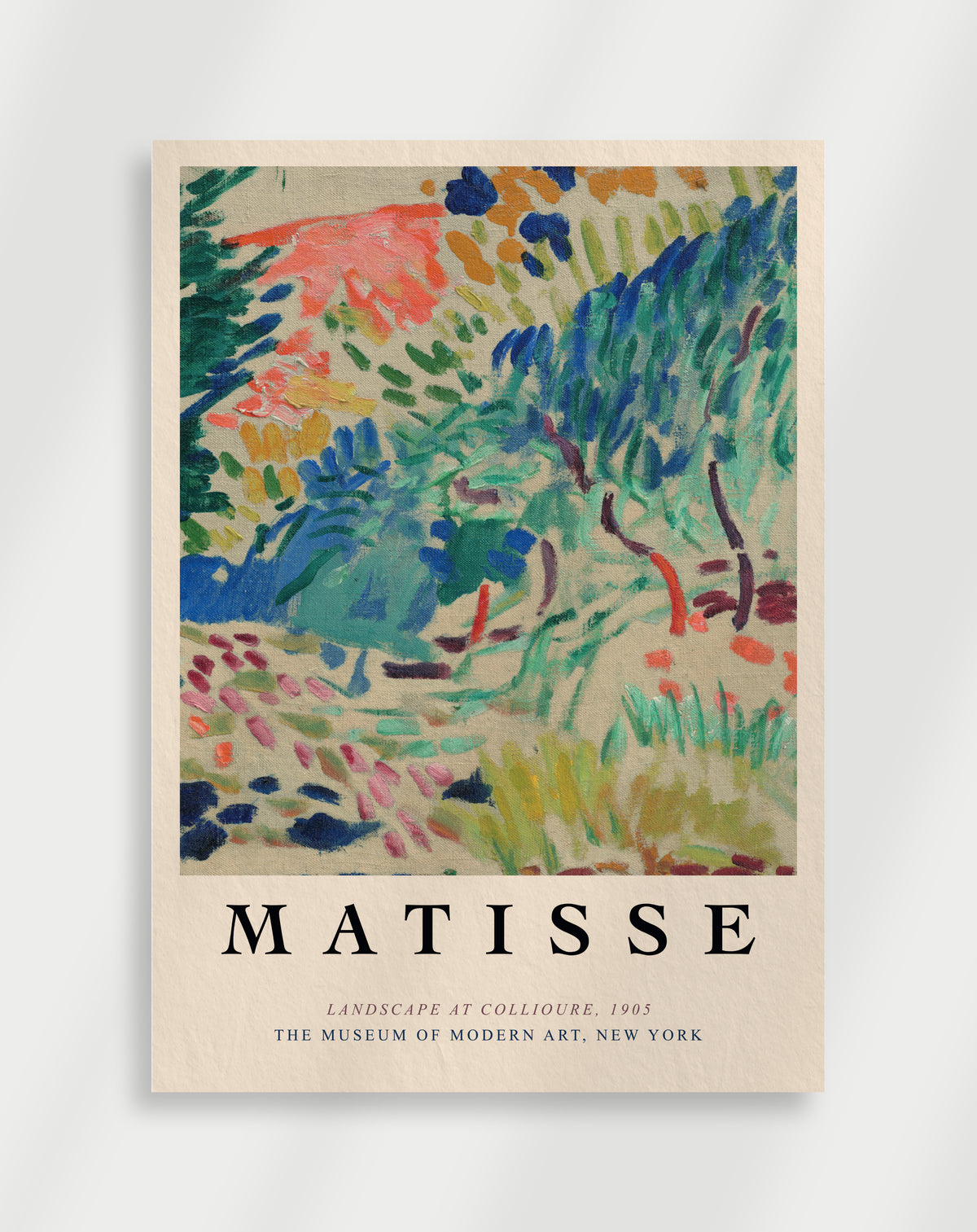 Expressive coastal landscape with strong colors in Matisse style