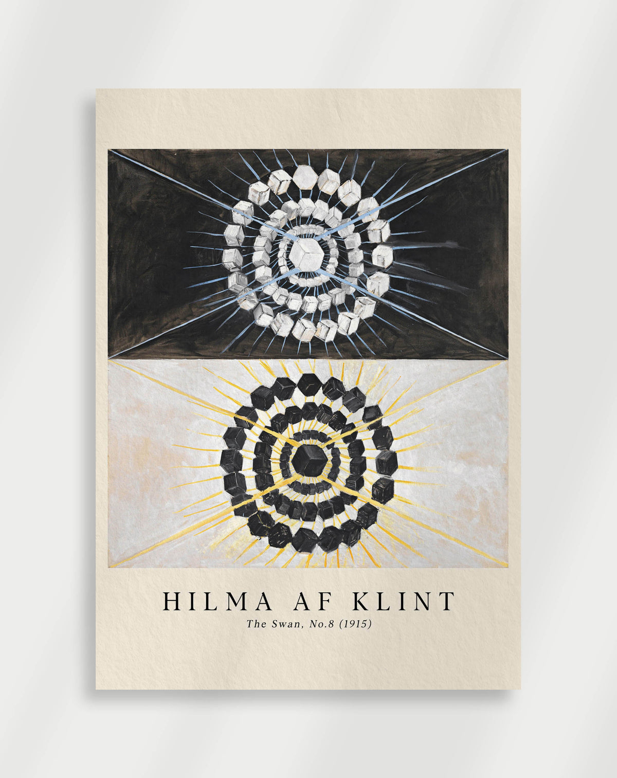 Symbolic black and white abstract composition from The Swan No.8 by Hilma af Klint
