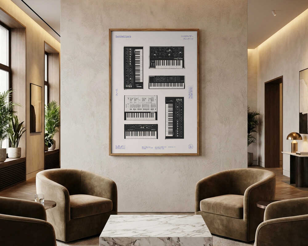 Vintage-Synthesizer-Sammlung – Poster