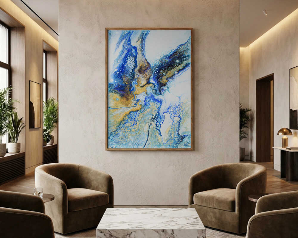 Golden Blue Flow Poster