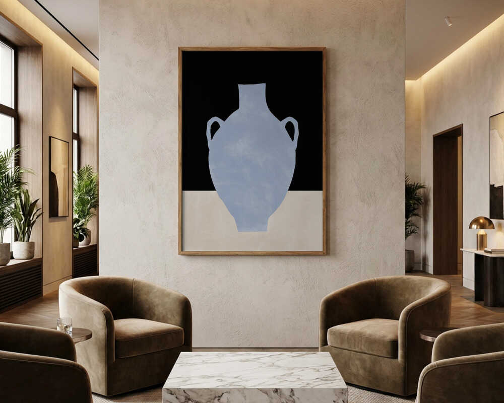 Blaues minimalistisches Vasen-Poster