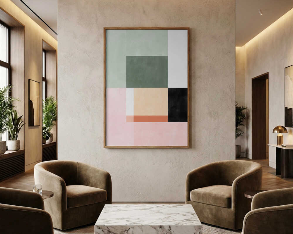 Abstract Composition With Geometric Shapes Poster