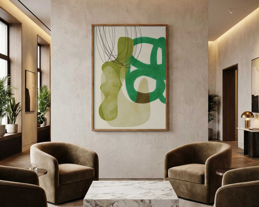 Gemalte Linien Grün Beige Kopie Poster