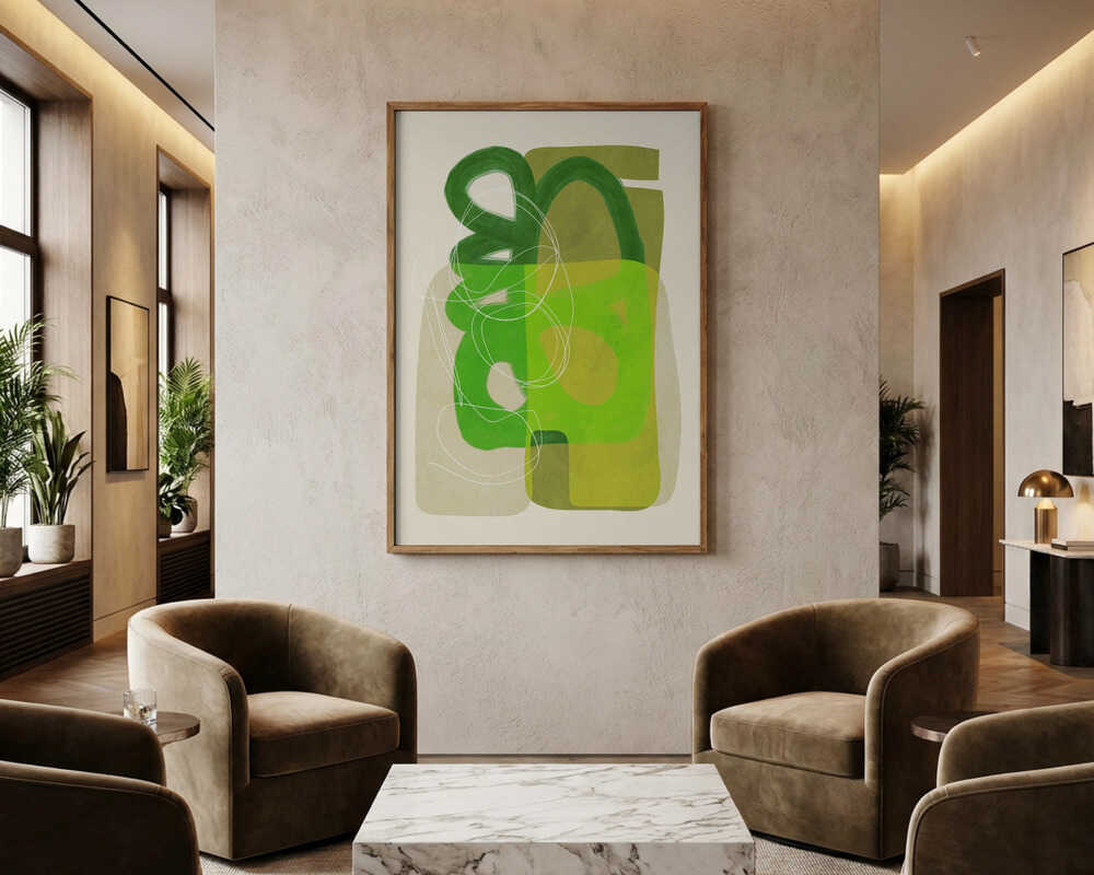 Painted Lines Green Tan 4 Kopie Poster