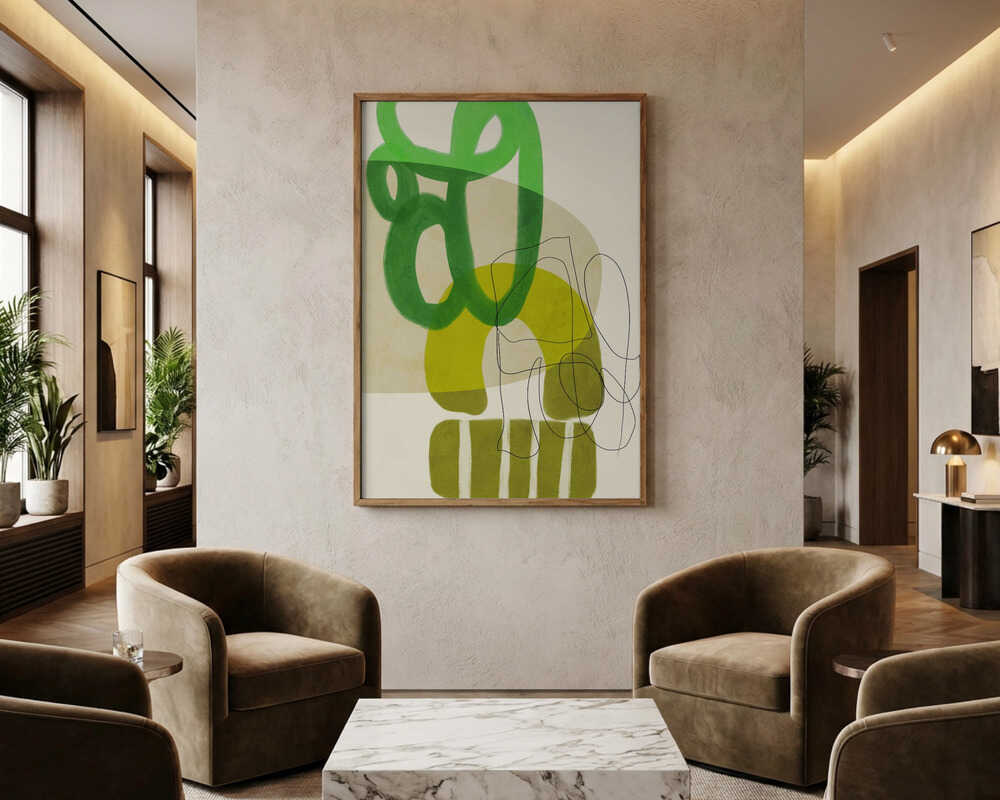 Gemalte Linien Grün Beige 2 Kopie Poster