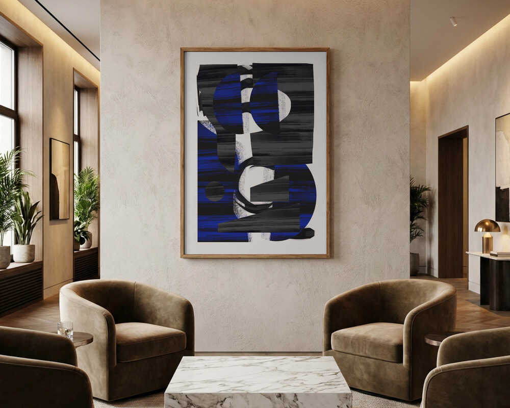 Markante blaue abstrakte Formen Poster