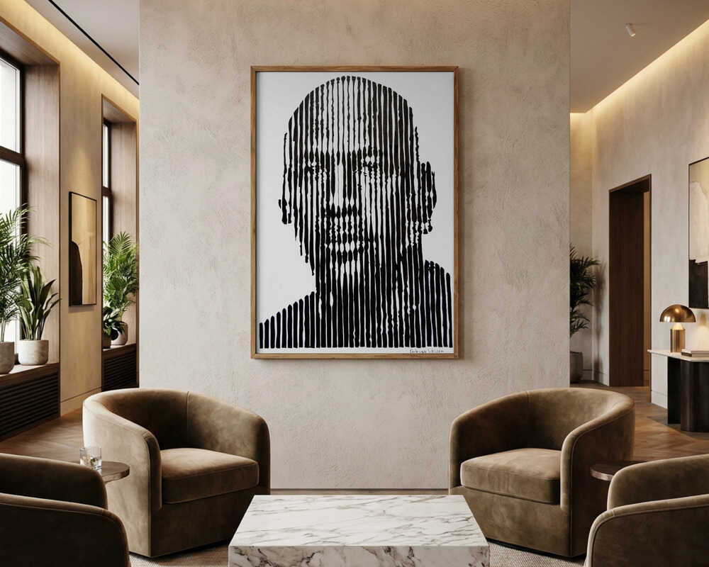 Poster „Abstraktes Gesicht aus Linien“