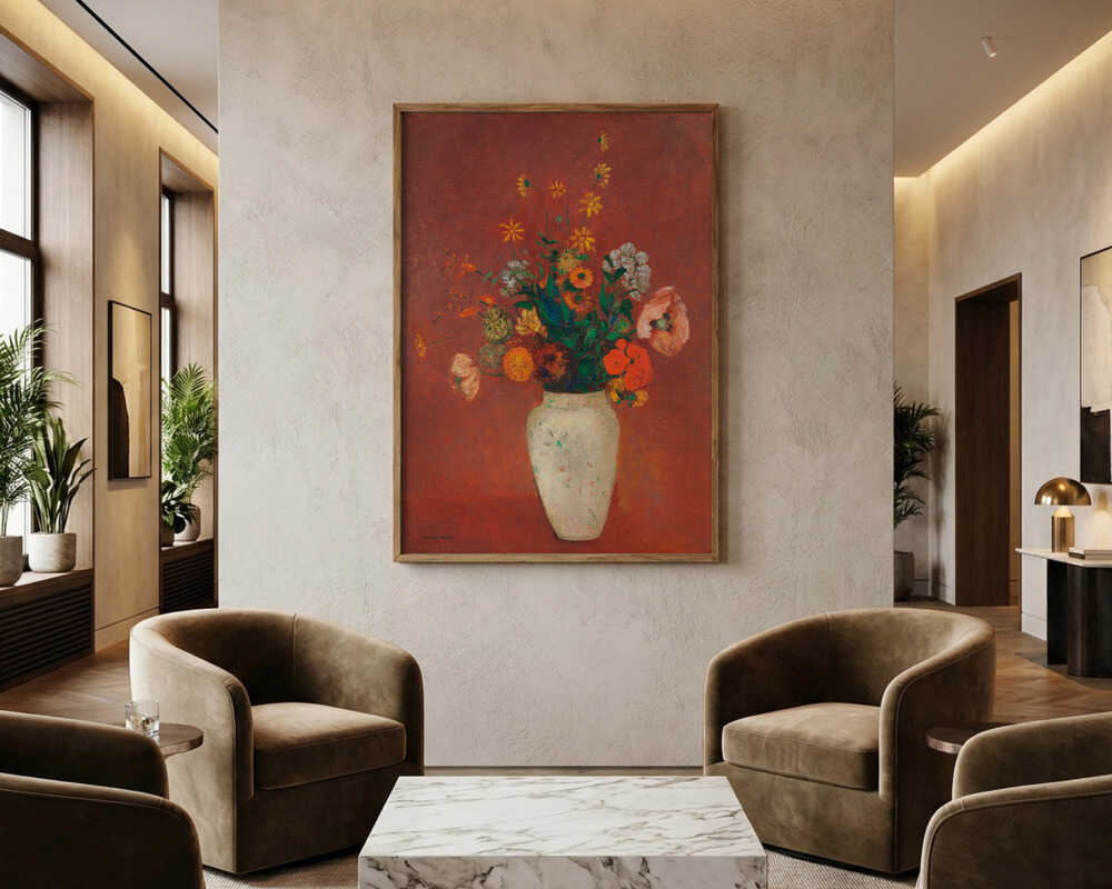 Blumenstrauß in einer chinesischen Vase Poster