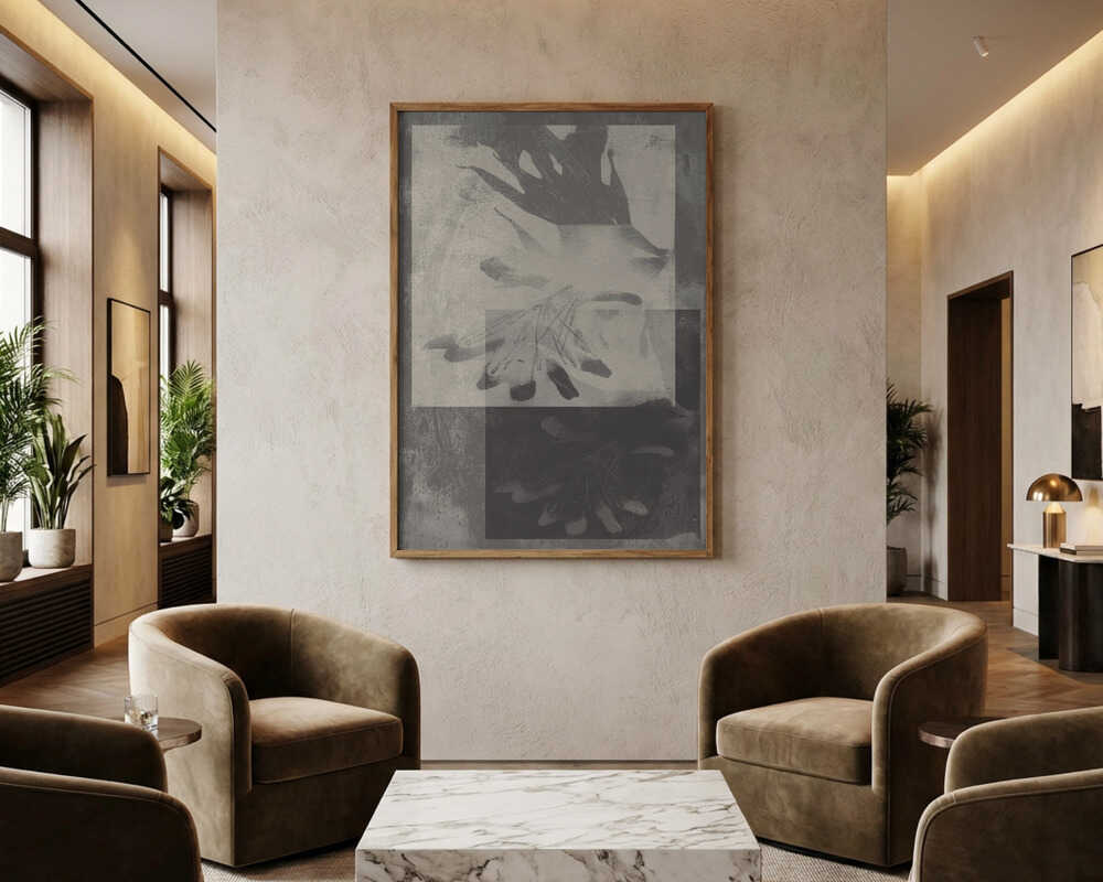 Abstract Grey Botanicals Poster