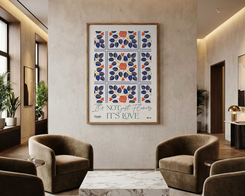 Poster mit botanischem Muster „Love Flowers“
