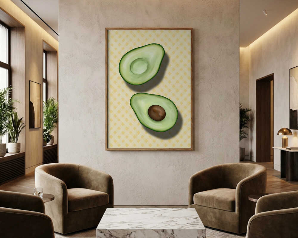 Poster mit frischen Avocadohälften