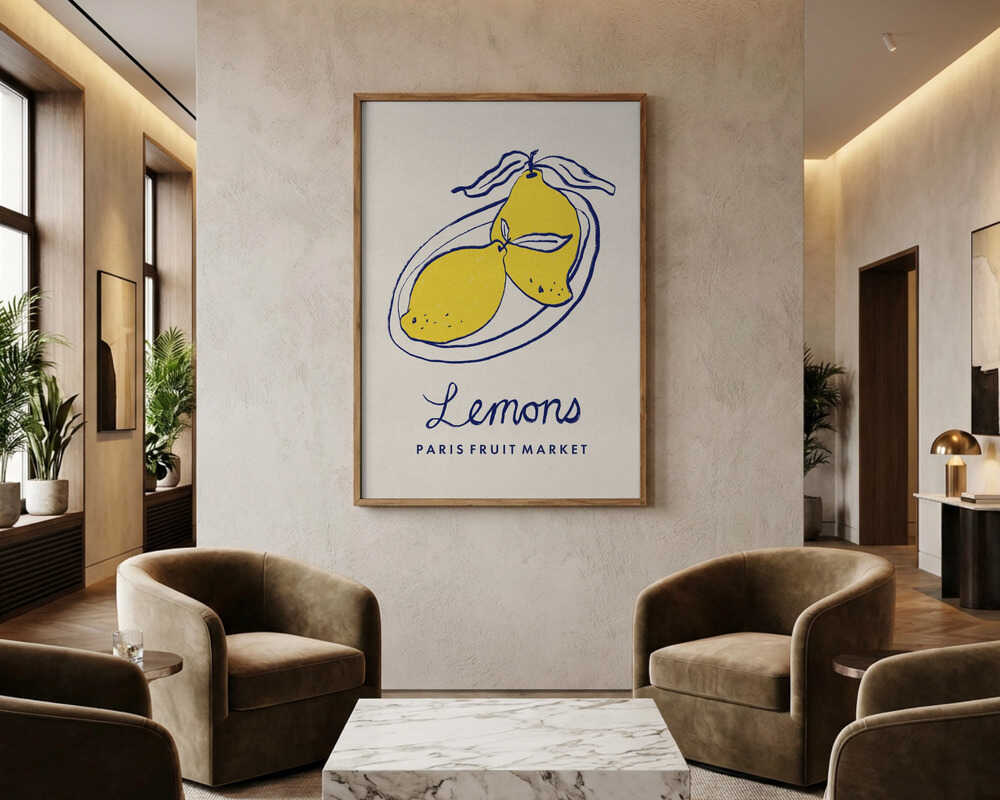 Zitronen auf dem Pariser Obstmarkt Poster