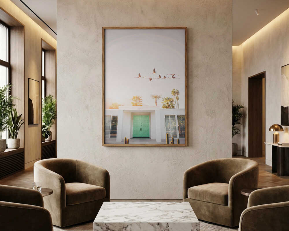 Flamingos In Palm Springs Poster