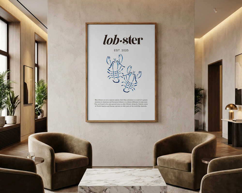 Elegant Blue Lobsters Poster