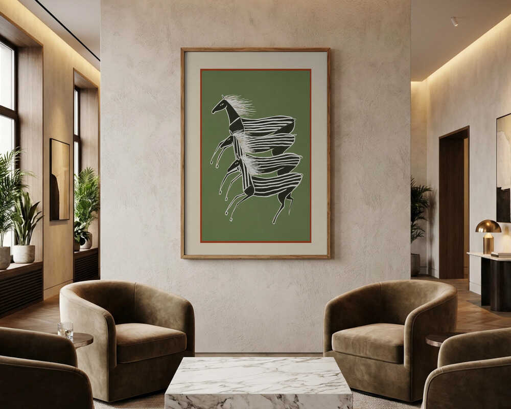 Laufende Zebras in Grün – Poster