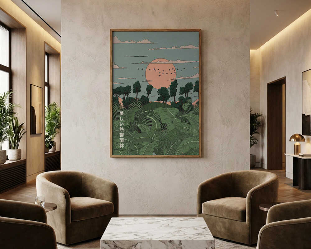 Japanese Tropical Sunset Poster