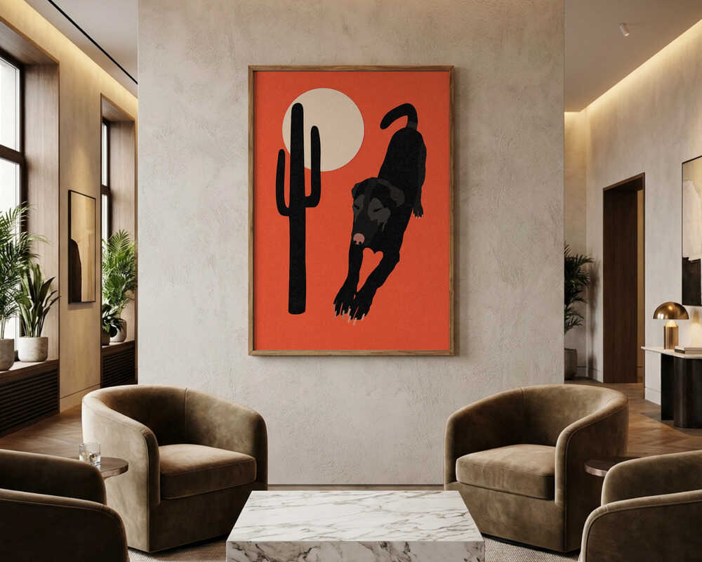 Black Desert Dog Poster