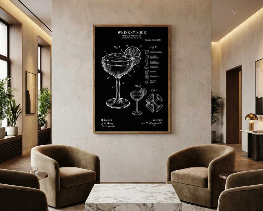 Poster mit Whiskey-Sour-Komposition