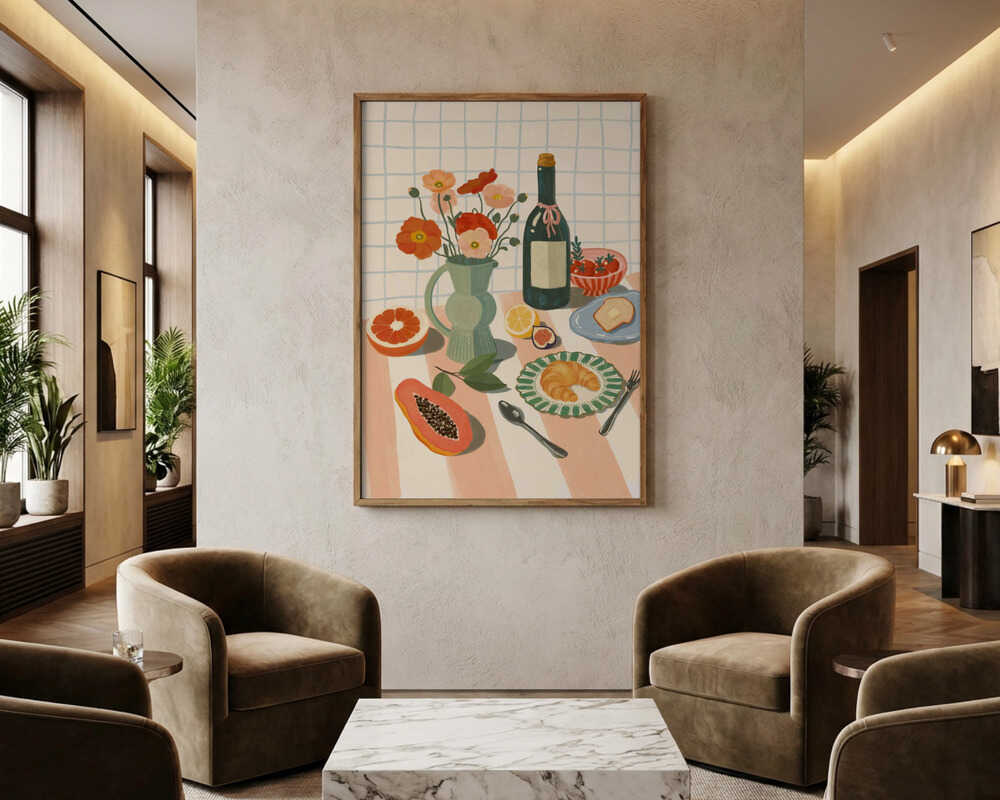 Colorful Breakfast Still Life Poster