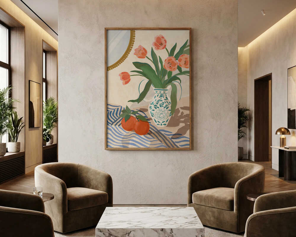 Fresh Tulips and Oranges Poster
