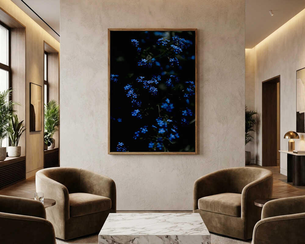 Midnight Blue Flowers Poster