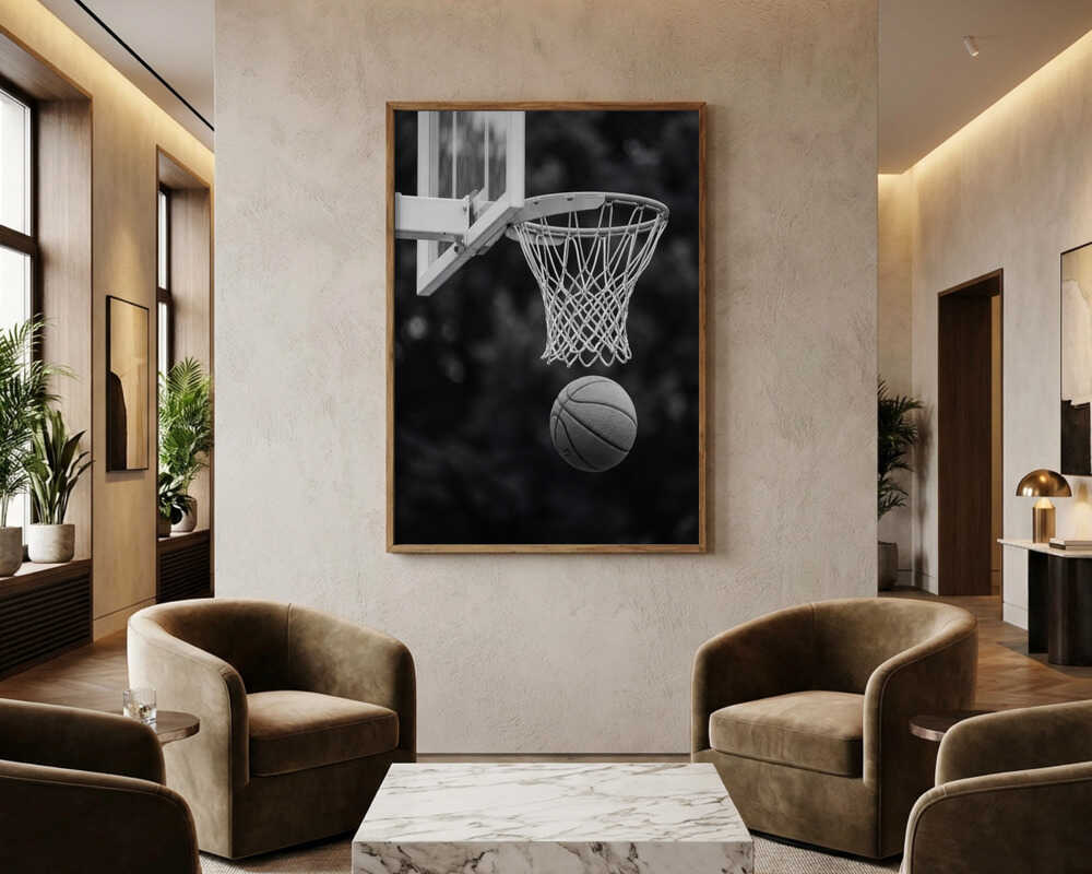 Poster „Basketball-Wurf auf den Korb“